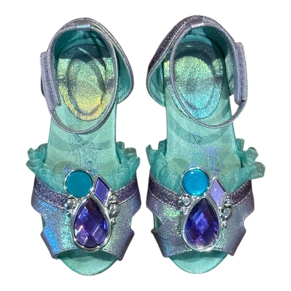 Disney Girls Iridescent Teal and Purple Gem Dress Sandals